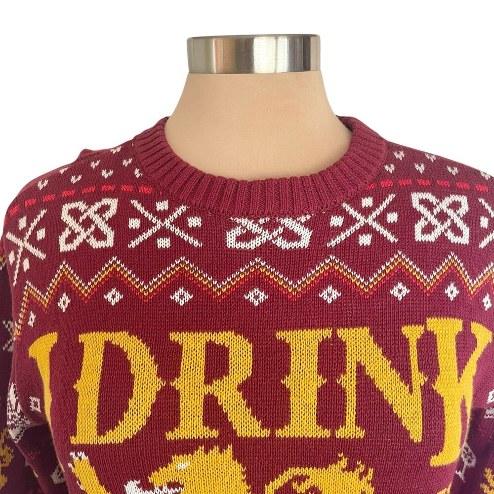 Game of Thrones I Drink and I Know Things Ugly Christmas Sweater Red Size Small - Picture 3 of 10